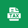 Tax document icon on green background.
